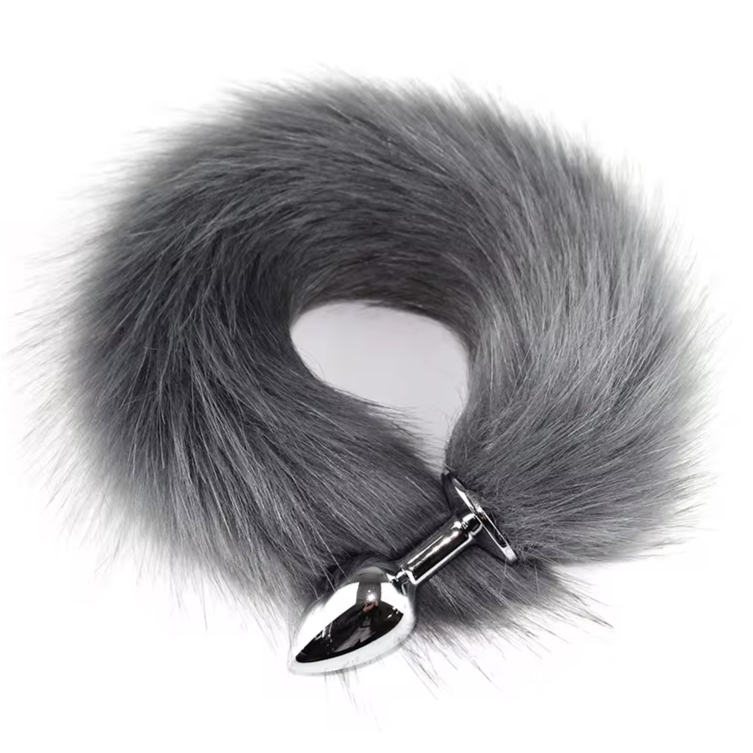 Mbn0037 Fox Tail Butt Plug Large Grey