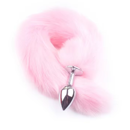 Mbn0038 Fox Tail Butt Plug Medium Pink